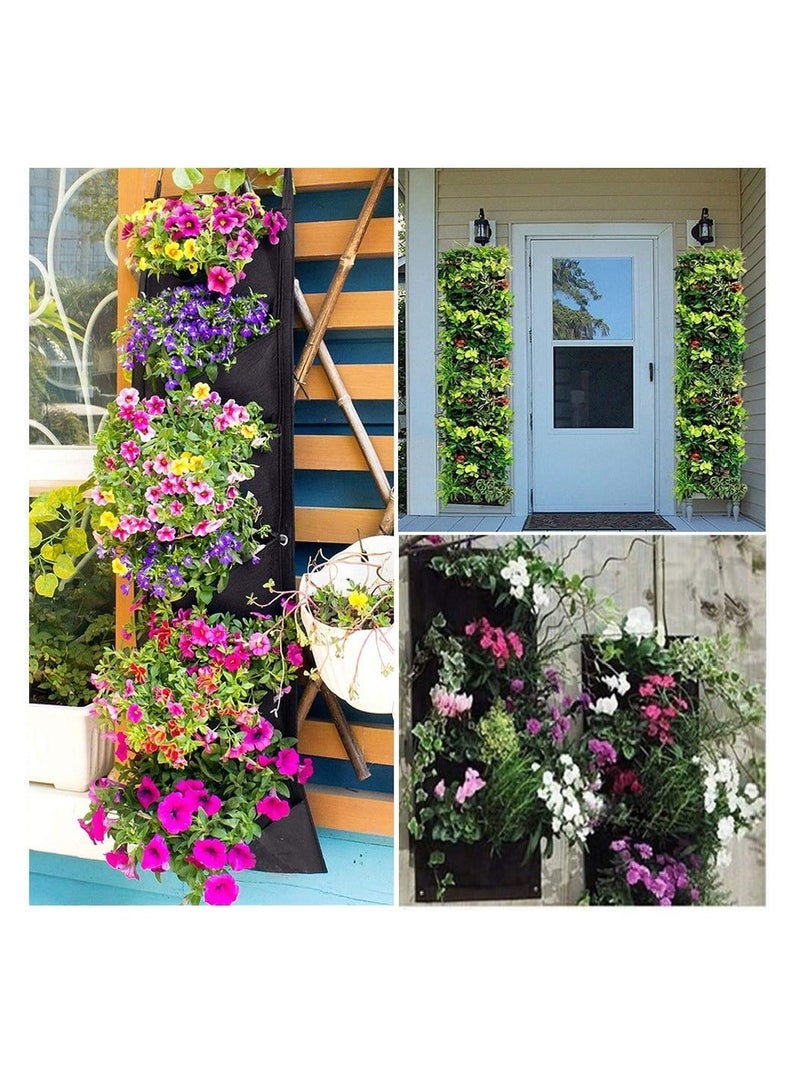 2 Pack Wall Planting Bags 7 Pocket Wall Hanging Vertical Planter Planting Grow Bags Garden Wall Planter for Yard Garden Home Decoration(Black) - Image 3